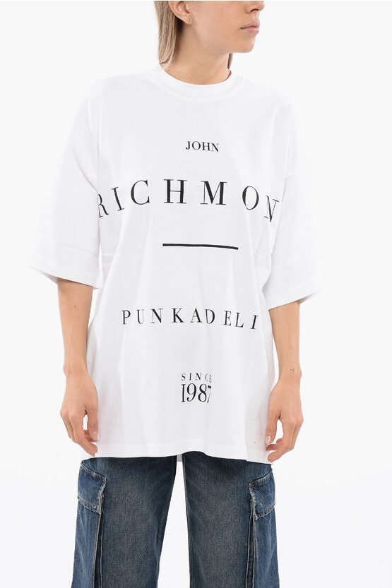 PELAC Oversize-T-Shirt mit Kontrastprint in Weiß