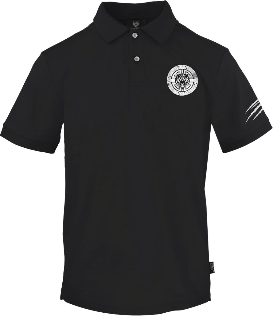 Plein Sport Circle Emblem Logo Schwarzes Poloshirt