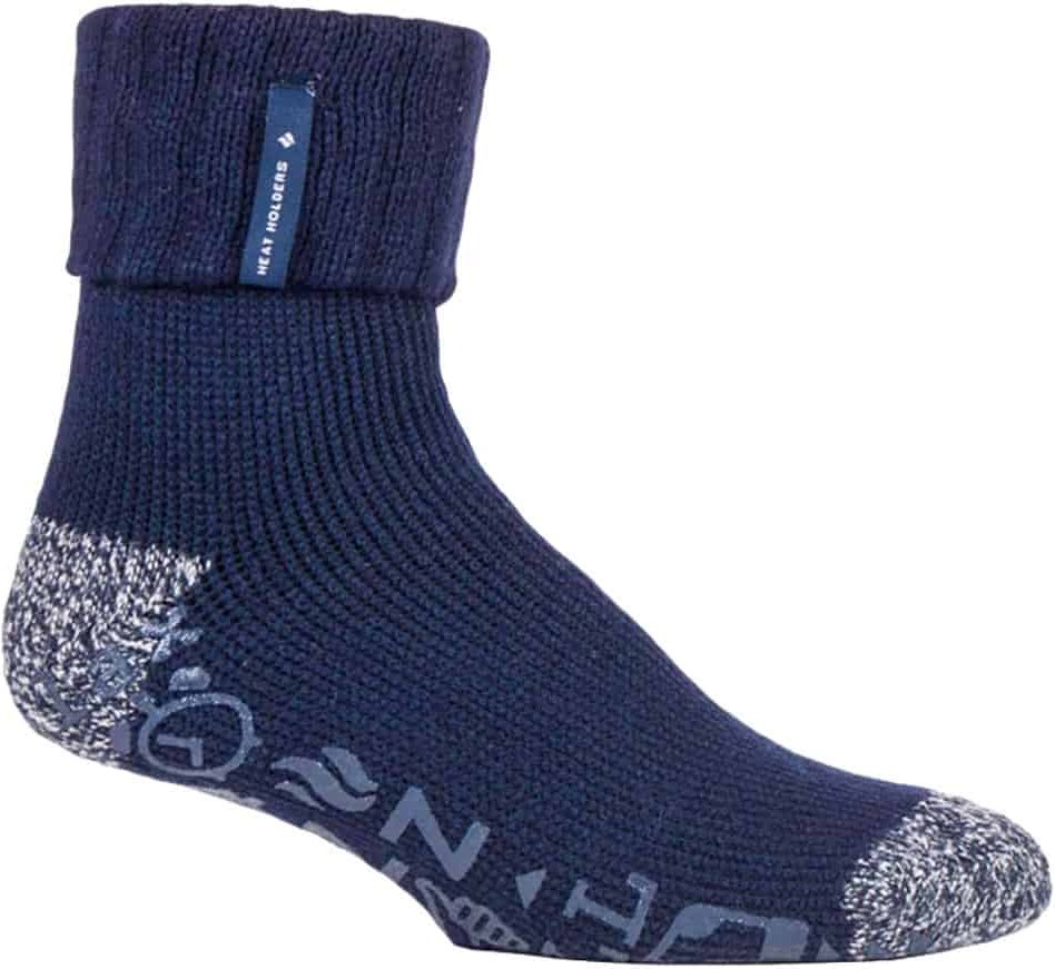 Herren Turnover Thermal Fleece gefütterte Bettsocken mit Anti-Rutsch-Griffen )