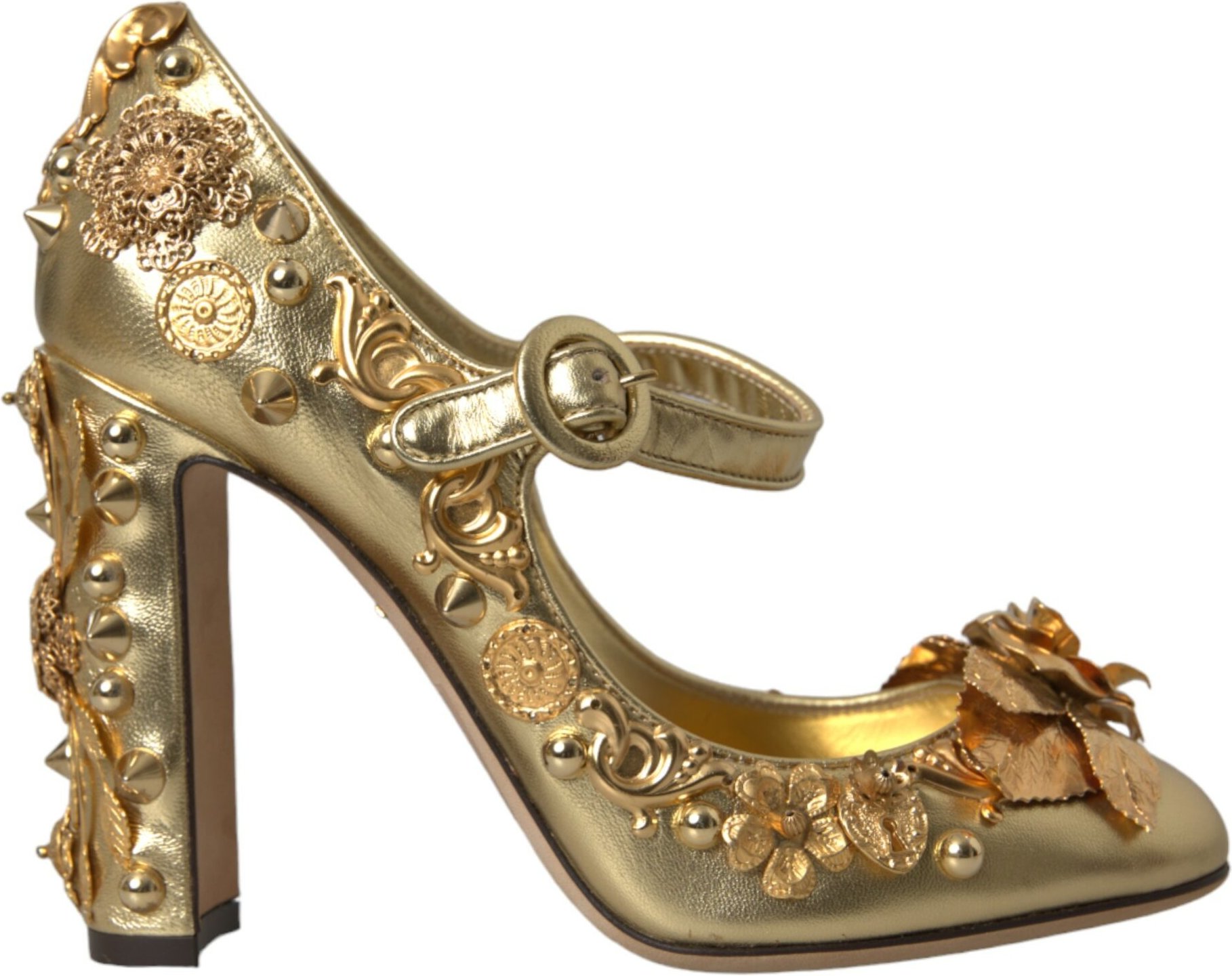 Goldene Mary Jane Pumps im High-Heel-Stil