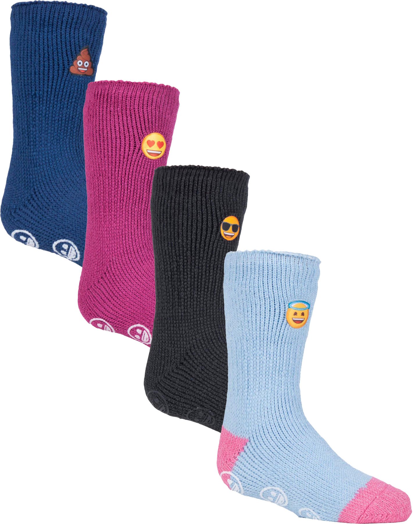 Heat Holders - 4 Paires Chaussettes Enfants Emoji Hiver | Polaire Chaussettes - Mix Emoji