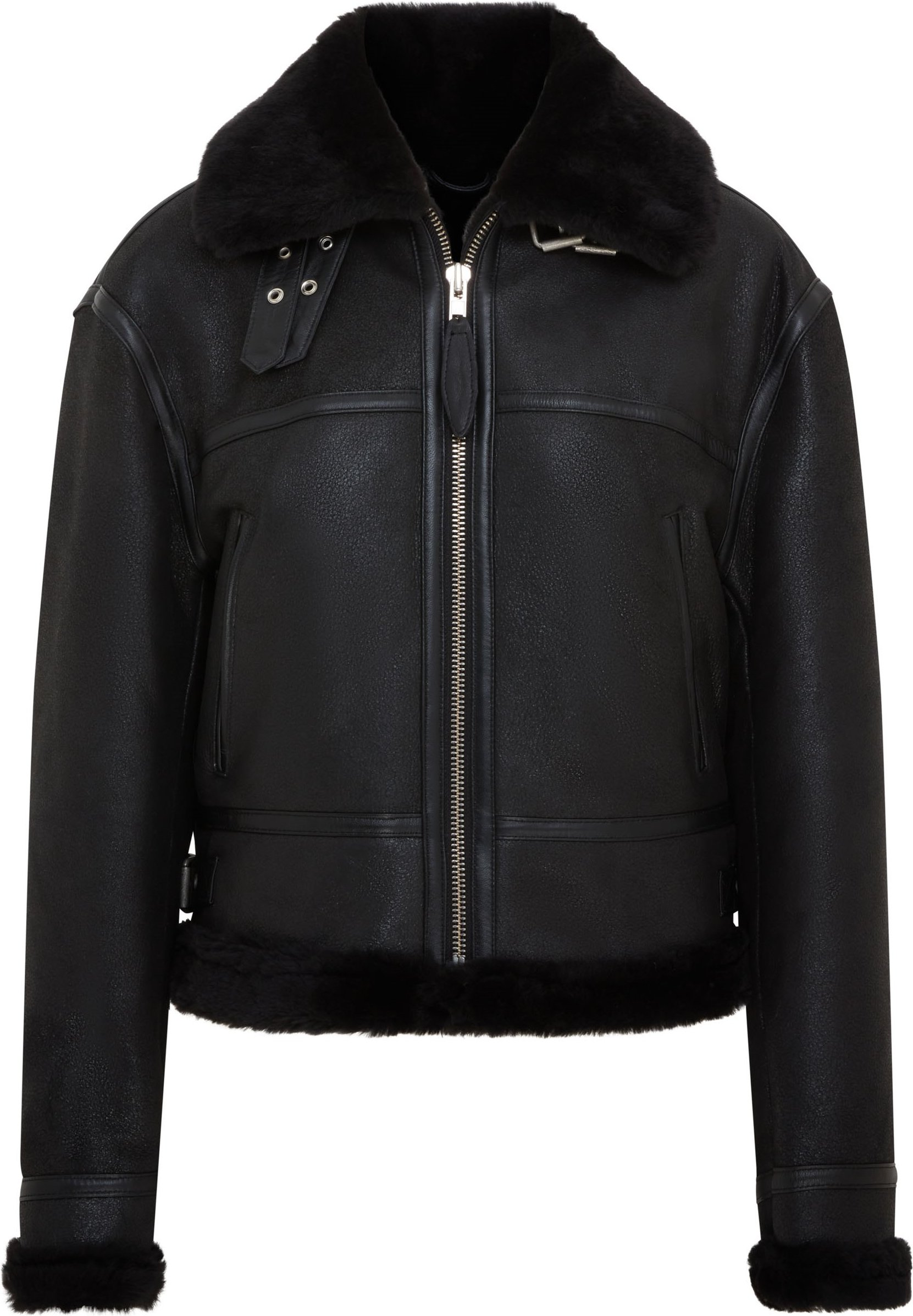 Schwarze Bomberjacke B3 aus Schaffell für Damen - Akiak