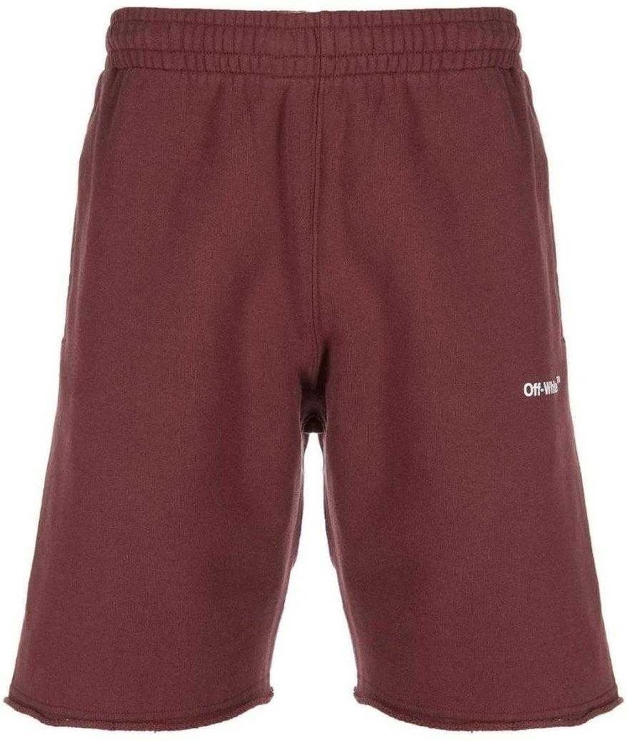 Off White - "Helvetica" Sweat-Shorts für Herren/Damen Unisex (Burgunderrot)