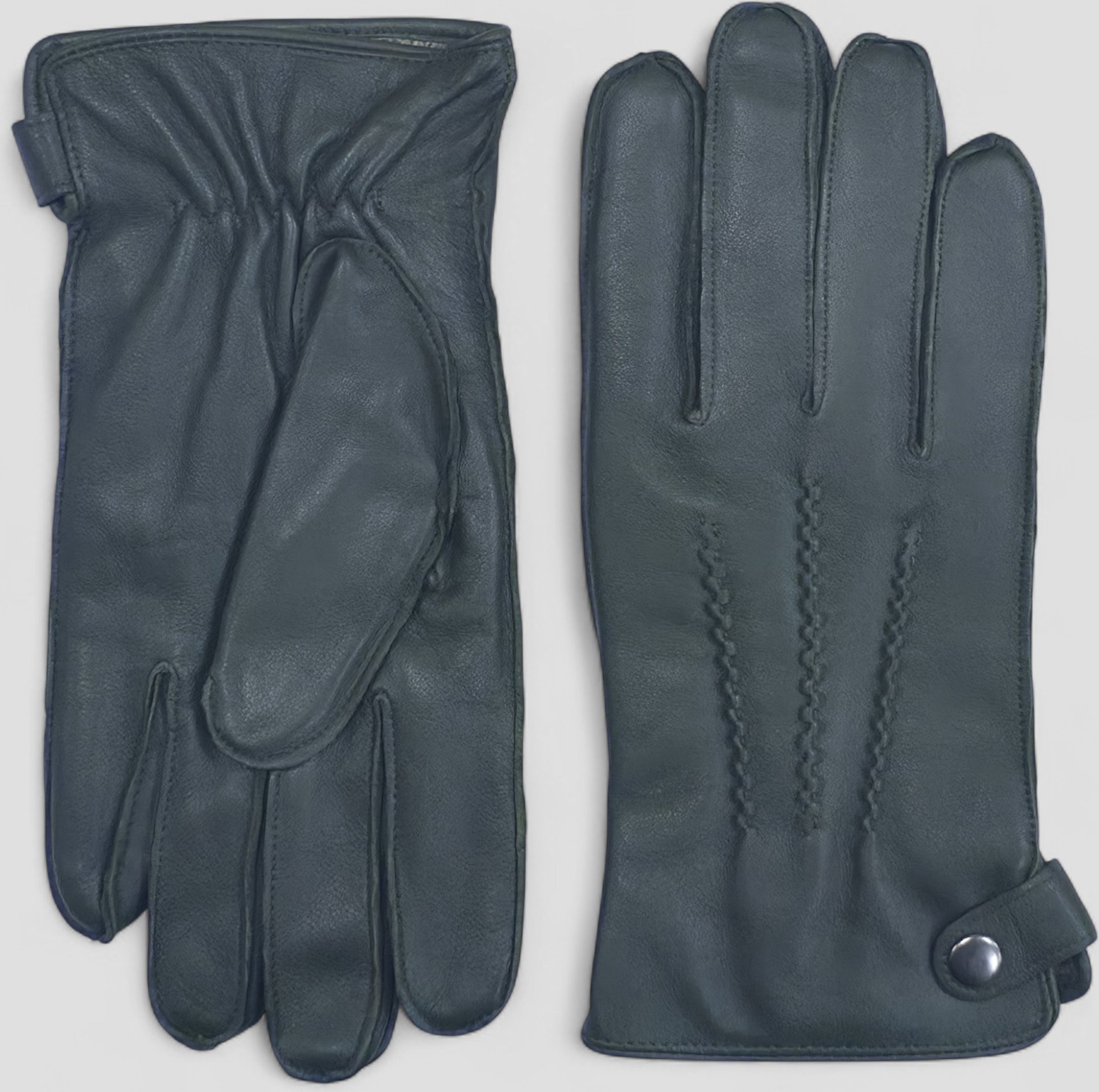 Herrenhandschuhe aus olivgrünem italienischem Leder, warm gefüttert mit Wolle, für Winter, Radfahren, Autofahren und Fre...