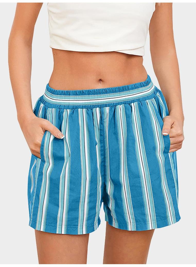 Thumbnail - Damen Streifen Elastikbund Shorts