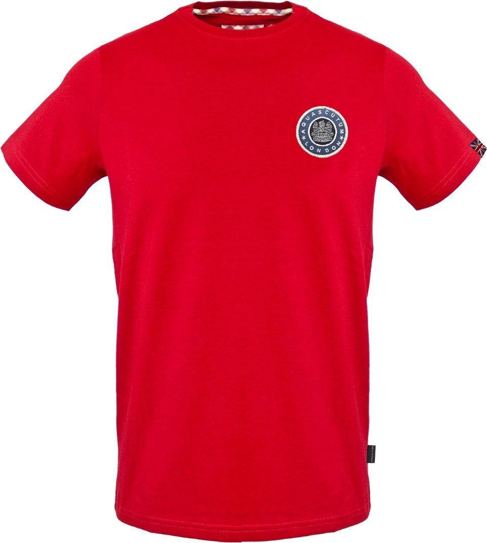 Rotes T-Shirt mit kleinem London Circle-Logo von Aquascutum