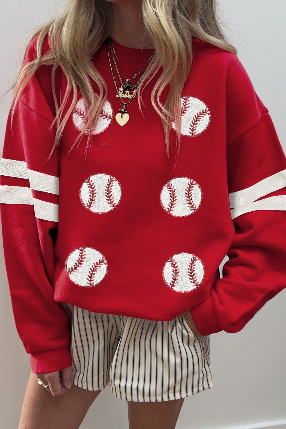 Baseball Sweatshirt mit Applikationen
