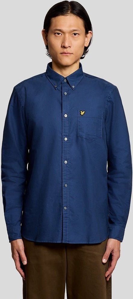 Lyle & Scott Baumwoll-Oxfordhemd mit Knopfleiste – Blau