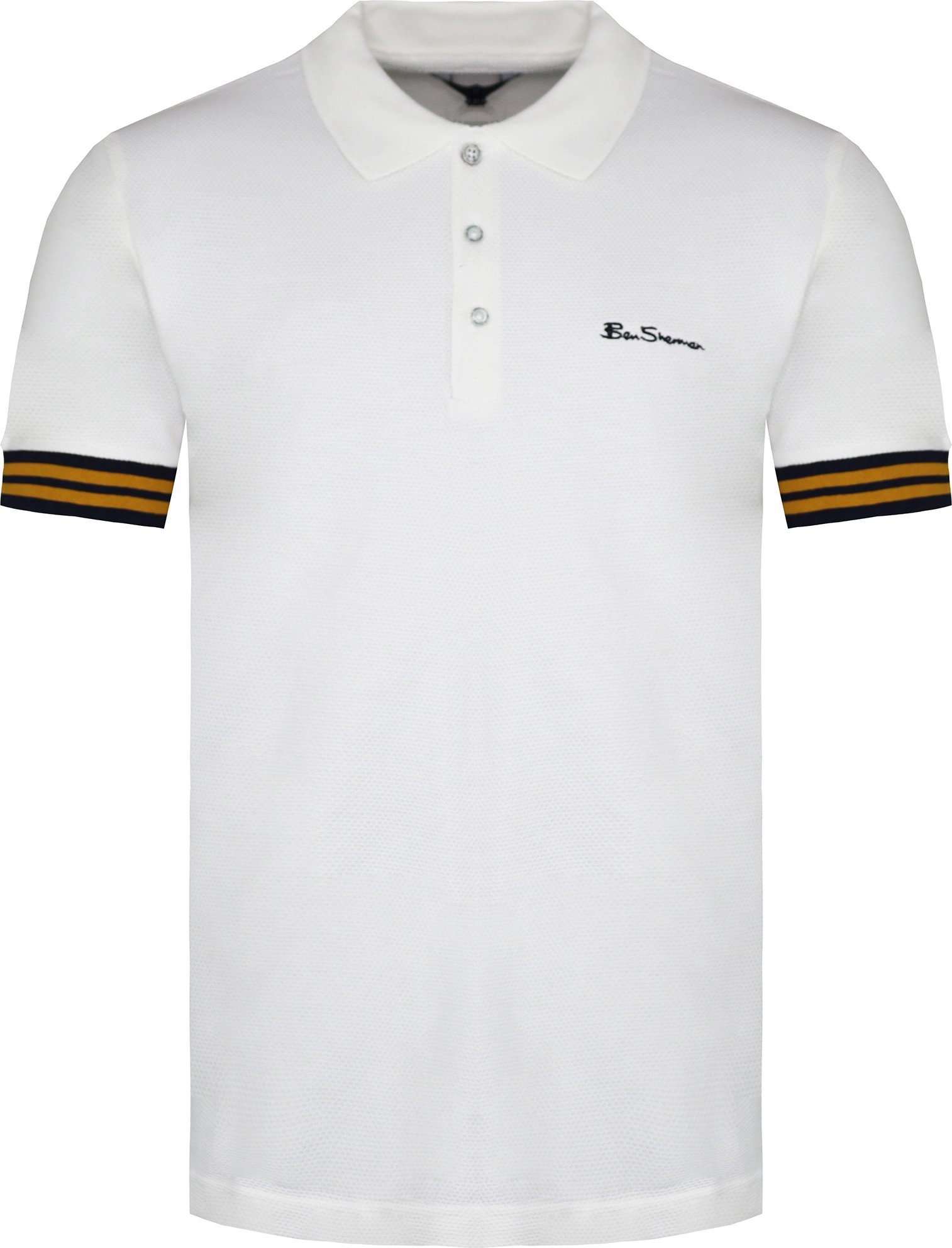 Ben Sherman Ananas Pique Mens White Polo Hemd