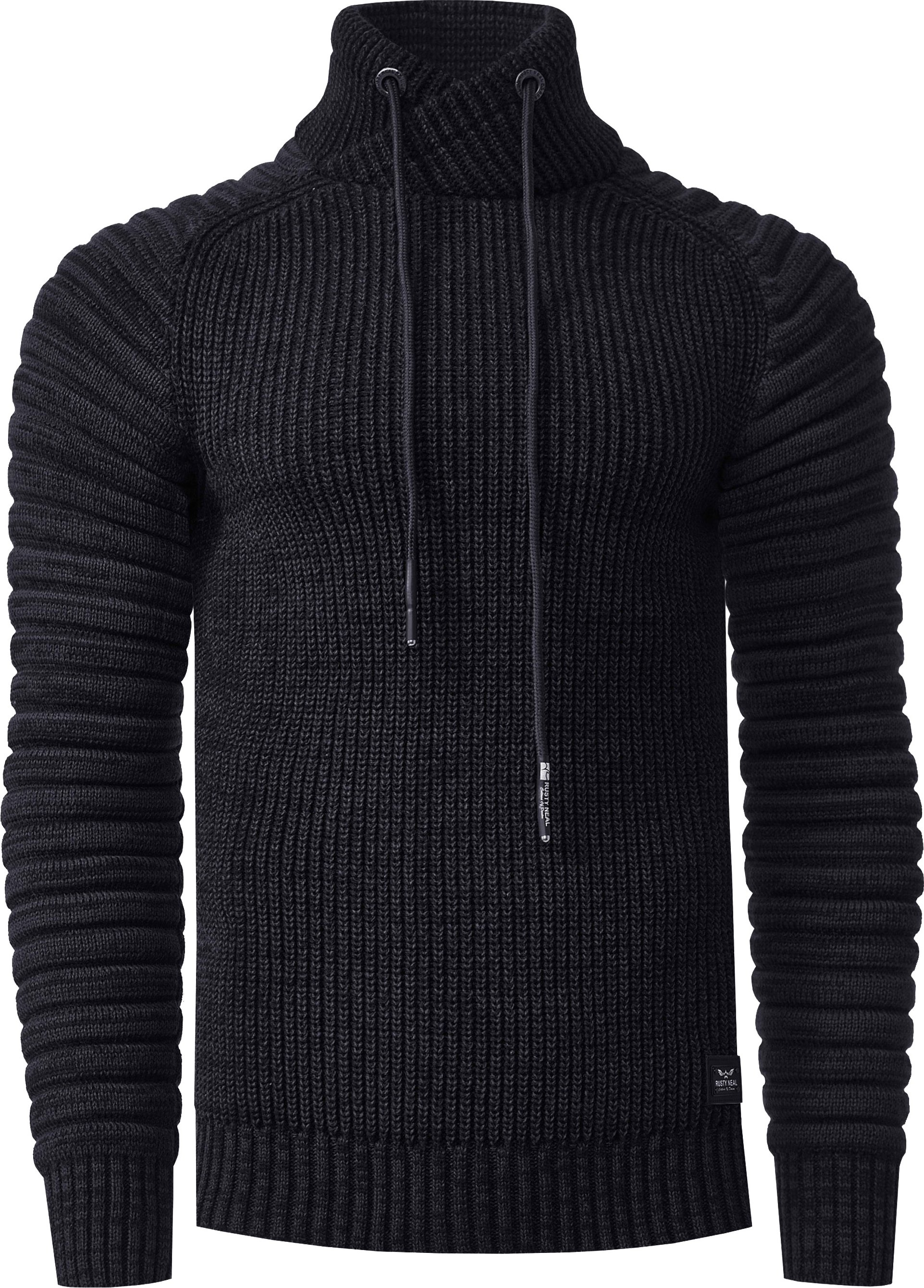 Thumbnail - Biker Grobstrick Stehkragen-Pullover