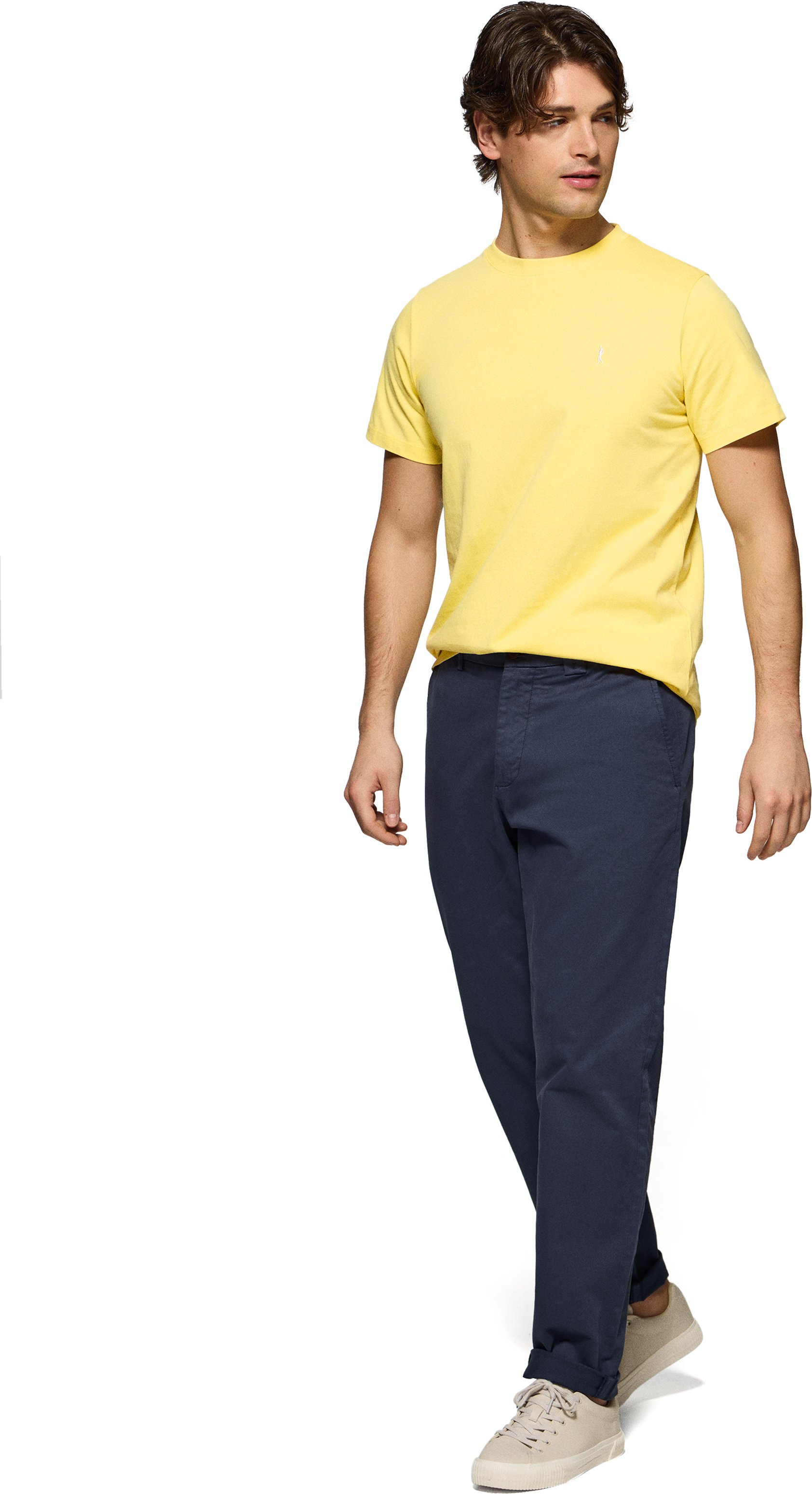 T-Shirt gelb mit Rundhalsausschnitt und Rigby Go Stickerei