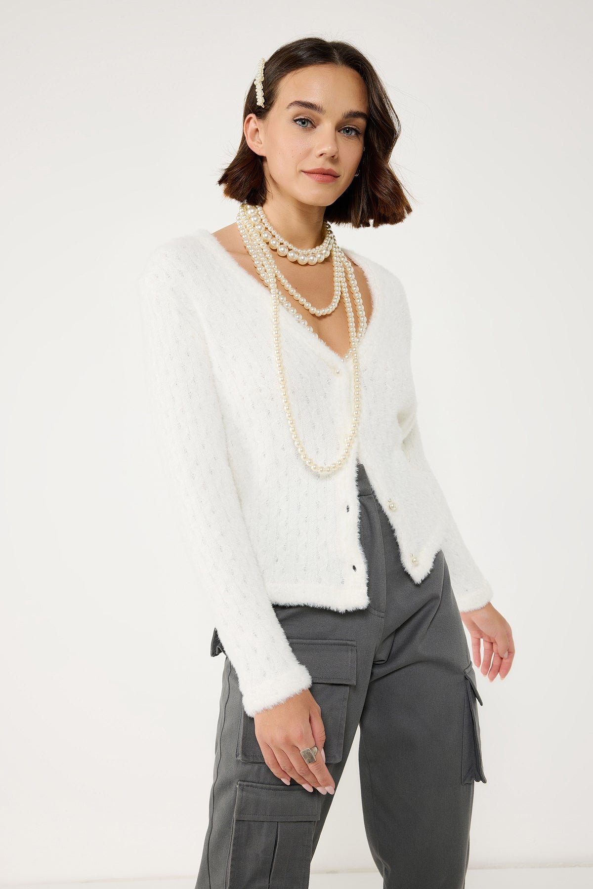 Weicher Strick-Cardigan mit Knöpfen