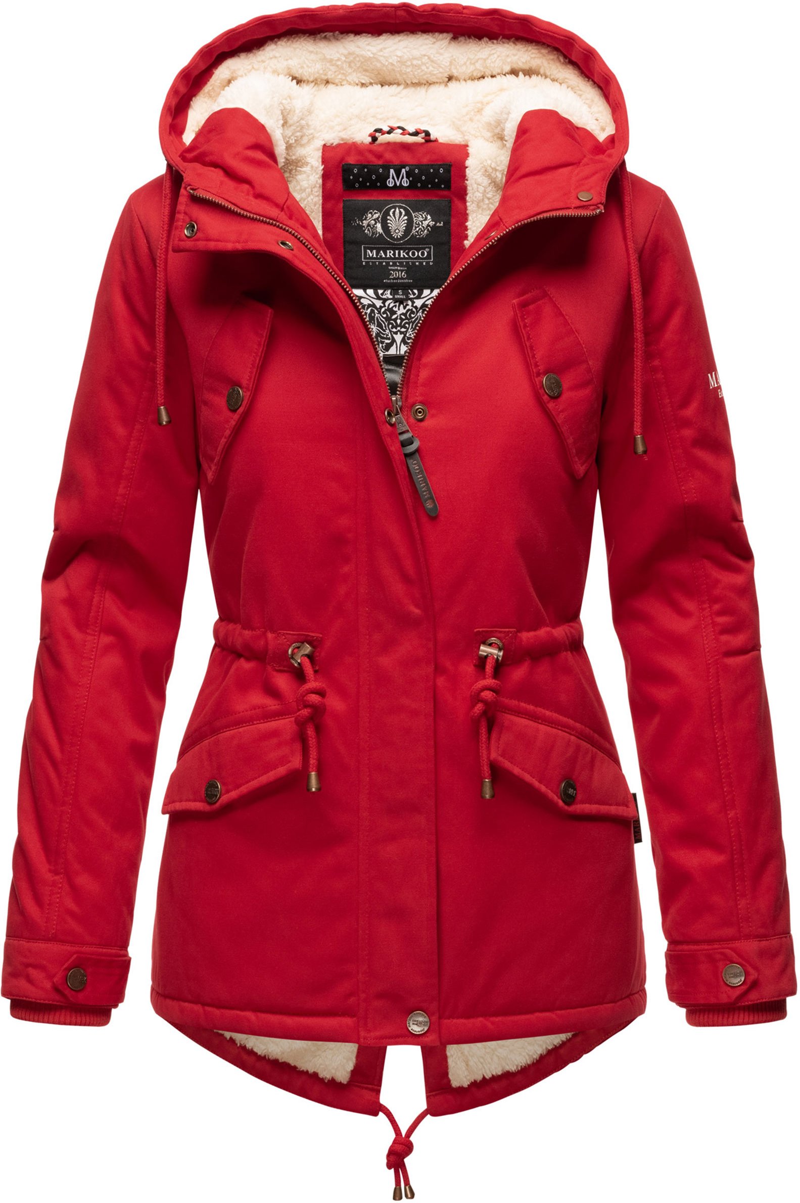 Marikoo Damen Winterjacke Manolya mit Teddyfellfutter & Baumwoll-Obermaterial