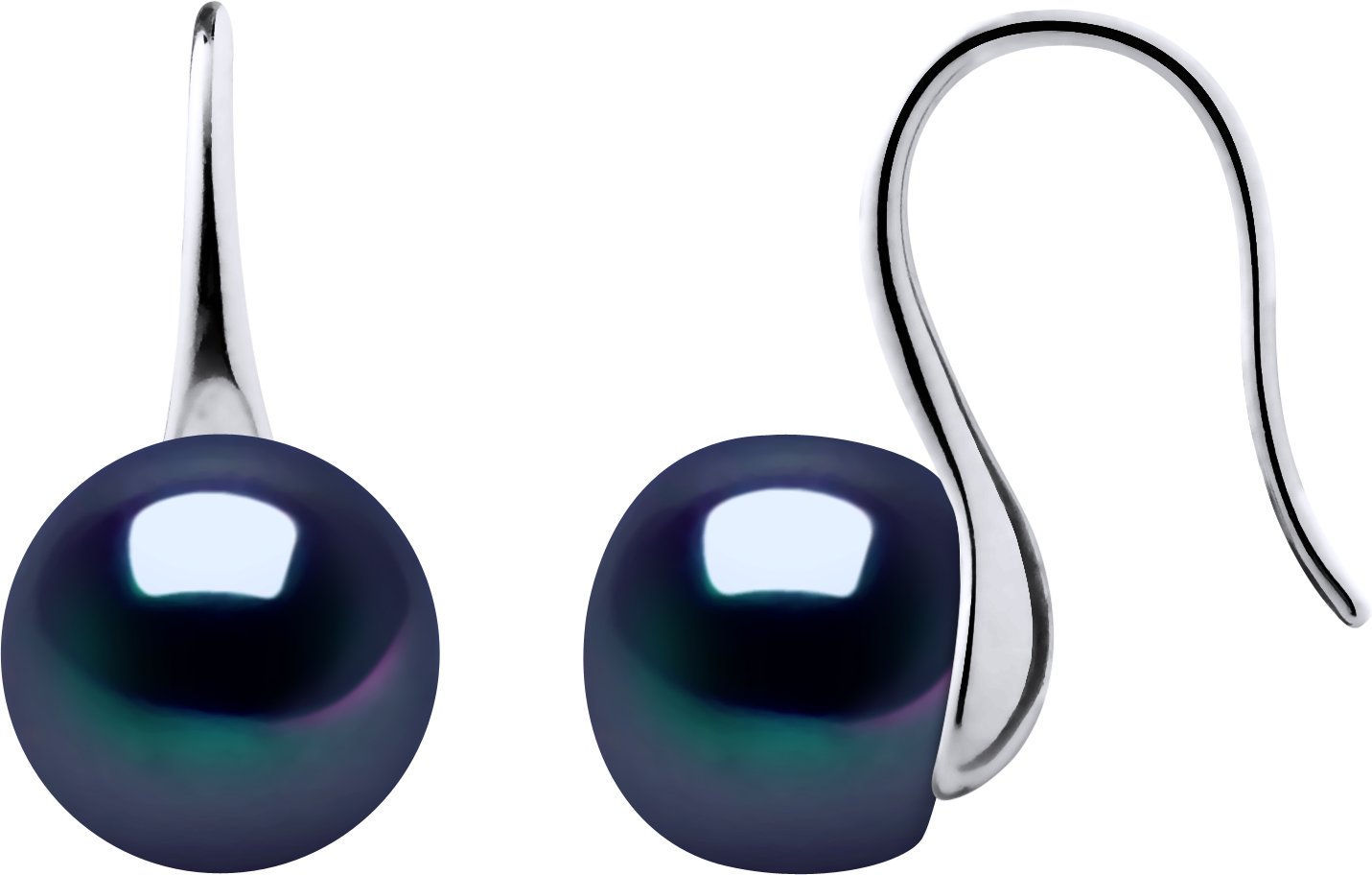 Ohrringe Haken Süßwasserperlen 9-10 mm Knöpfe Schwarz 925