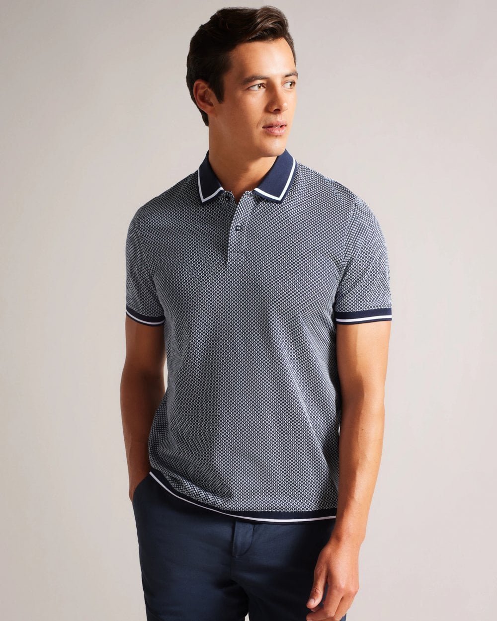 Ted Baker Affric Mens Navy/White Geo Polo Shirt