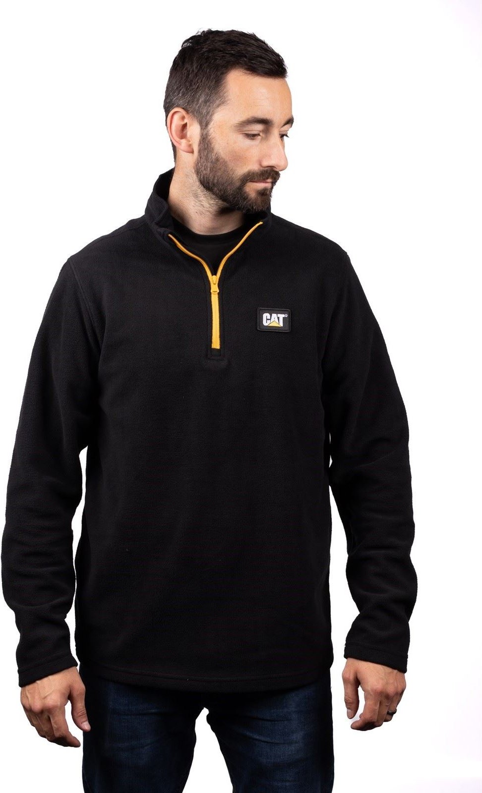 Caterpillar Cat Mikrofleece Viertelzip Polyester Herren Schwarz Sweatshirt