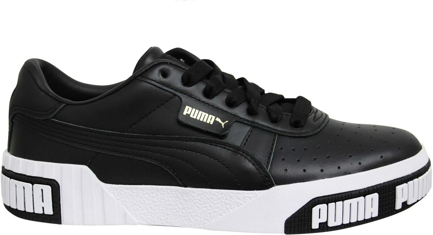 Puma Cali Bold Womens Trainer Schwarz weiße Leder Schnürschuhe 370811 03