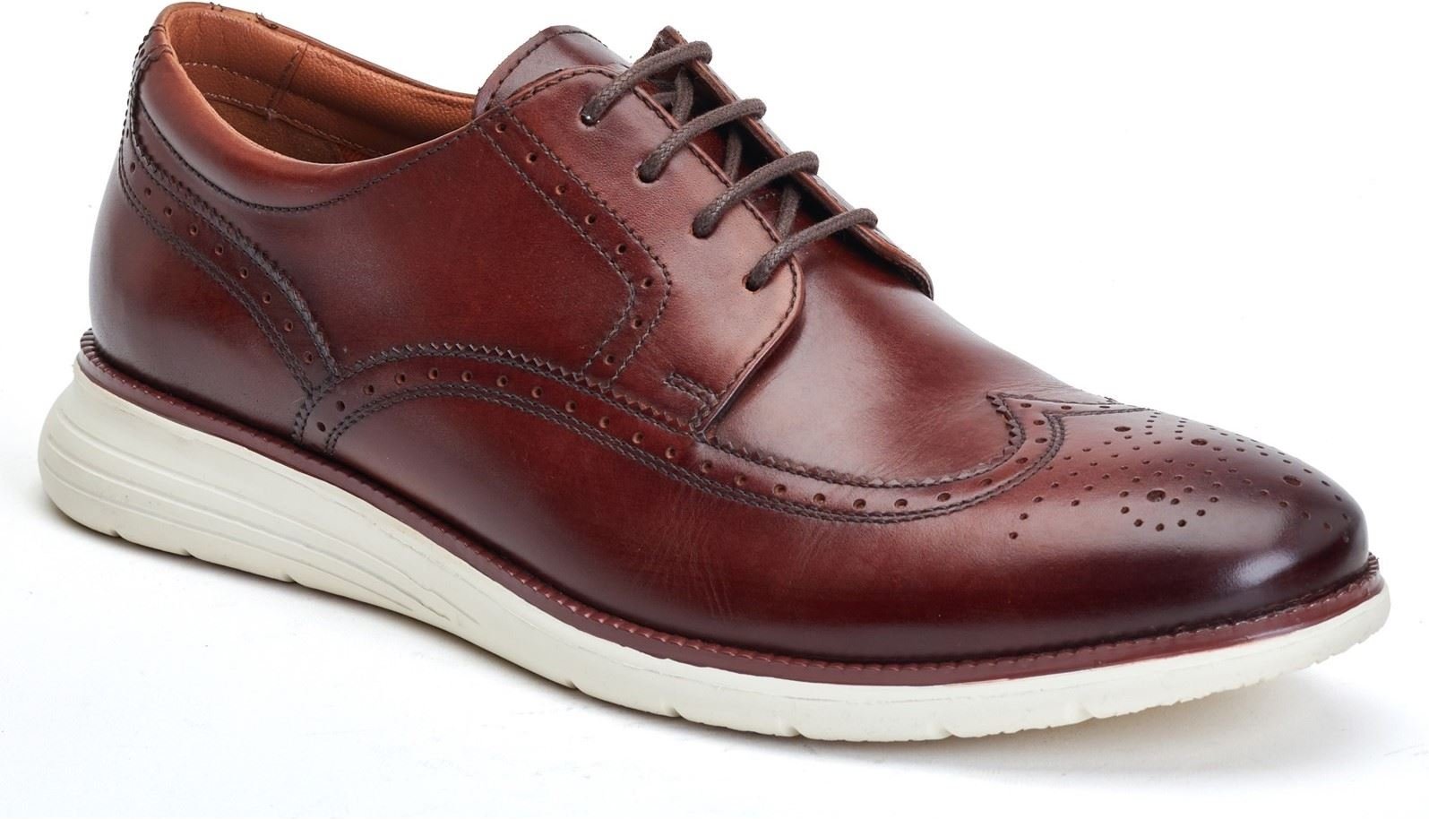 Thumbnail - Base London Flight Leder Herren Brogue Schuhe In Verbranntem Braun