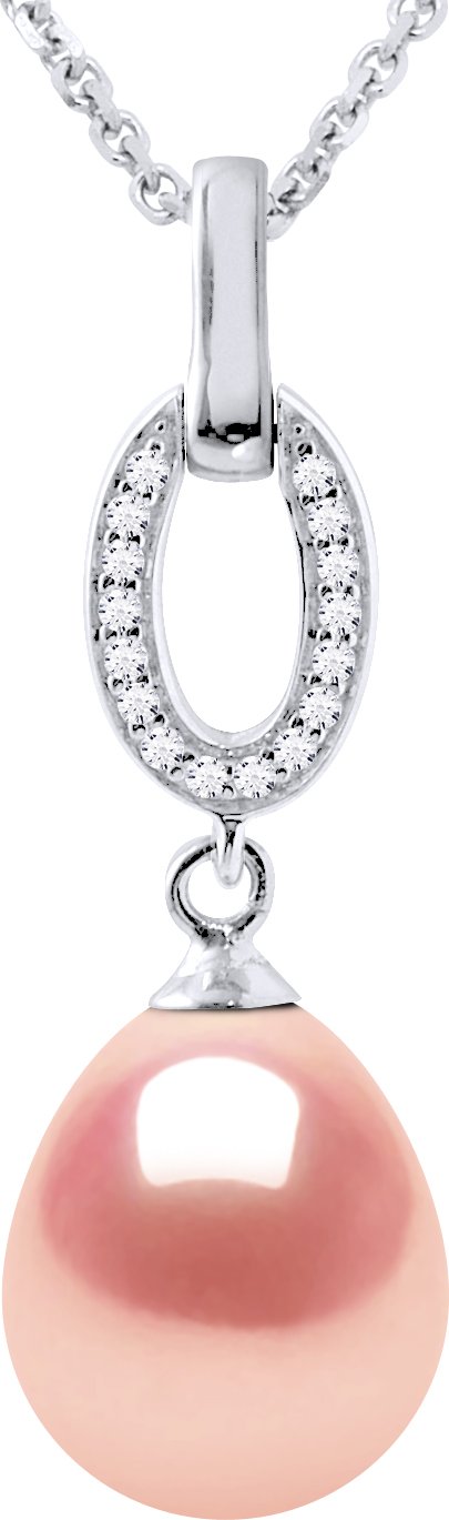 SHUTTLE Halskette Süßwasserperlen-Schmuck 9-10 mm Rosa 925