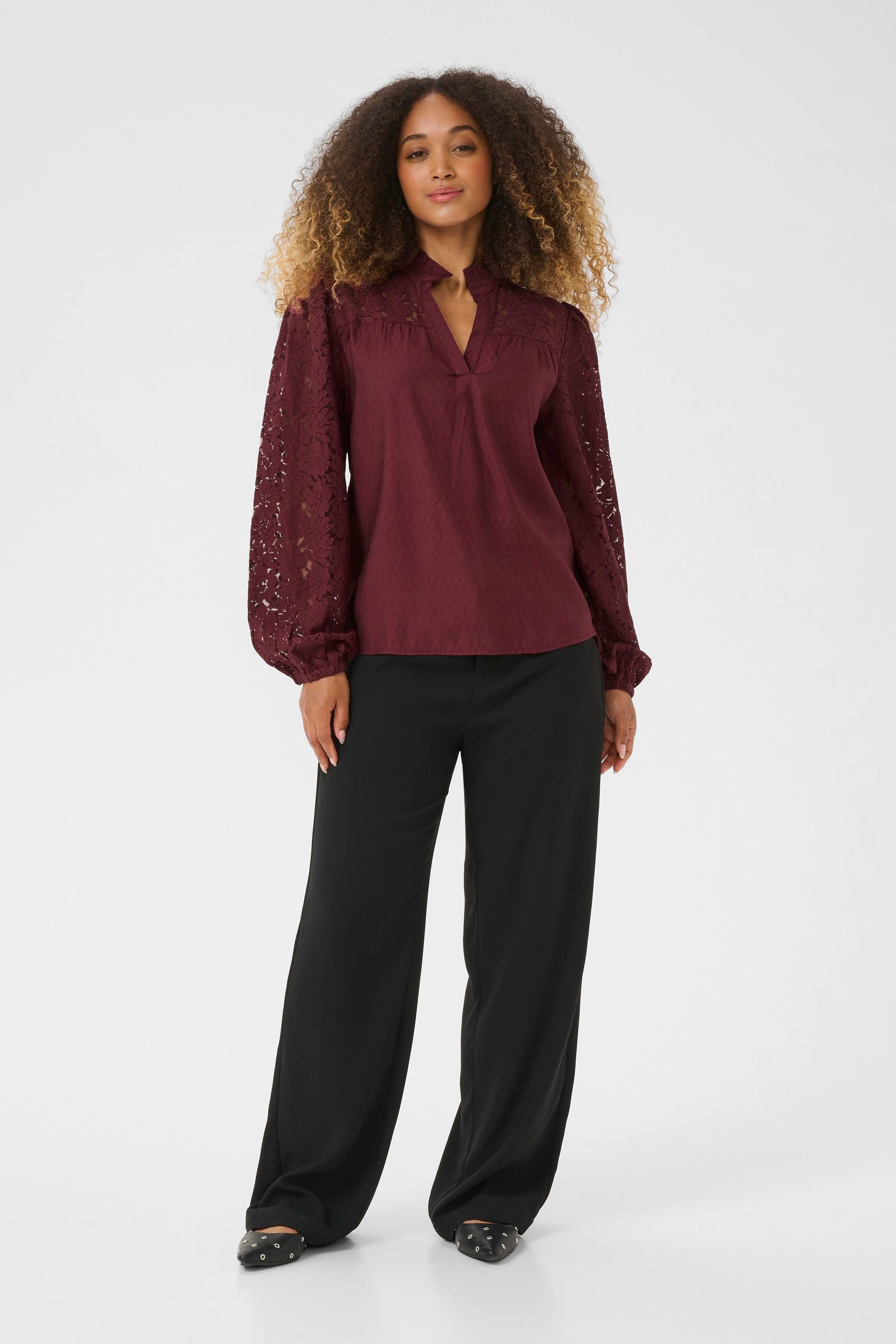 Langarm-Bluse CRLiselin Regular fit burgundy