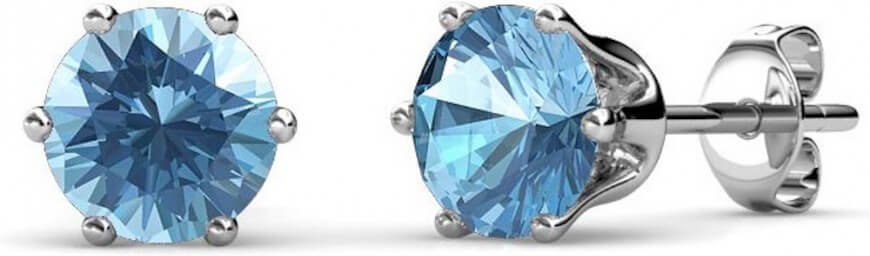 Geburtsstein März Ohrringe - Silber und Hellblau