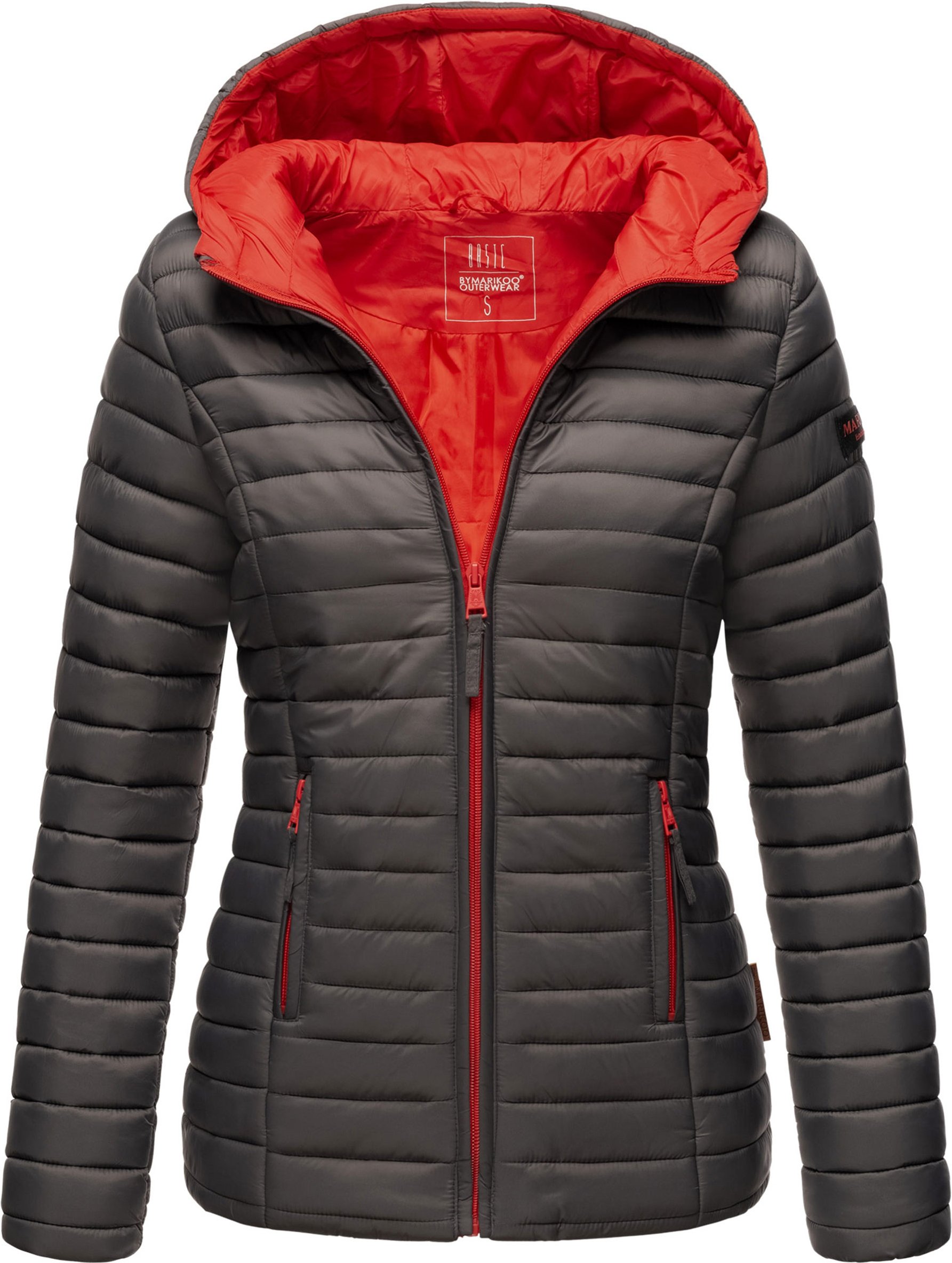 Marikoo Damen Steppjacke – Asraa, leicht mit Kapuze & Kontrastfutter