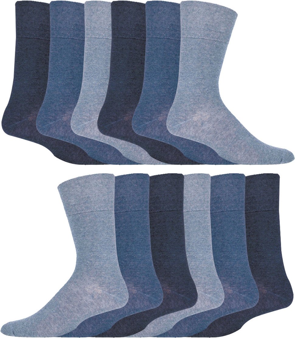 Thumbnail - 12 Paar Multipack Gentle Grip Top Diabetiker Socken | IOMI | Mid Calf Loose Top Non Elastic Cotton Socken mit Handlinked...