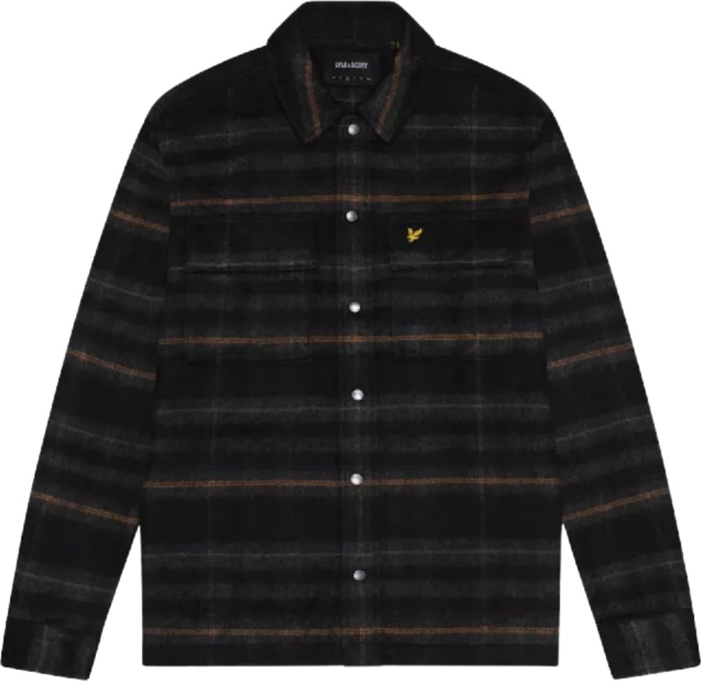 Thumbnail - Lyle & Scott Brushed Tartan Jet Black Overshirt-Jacke