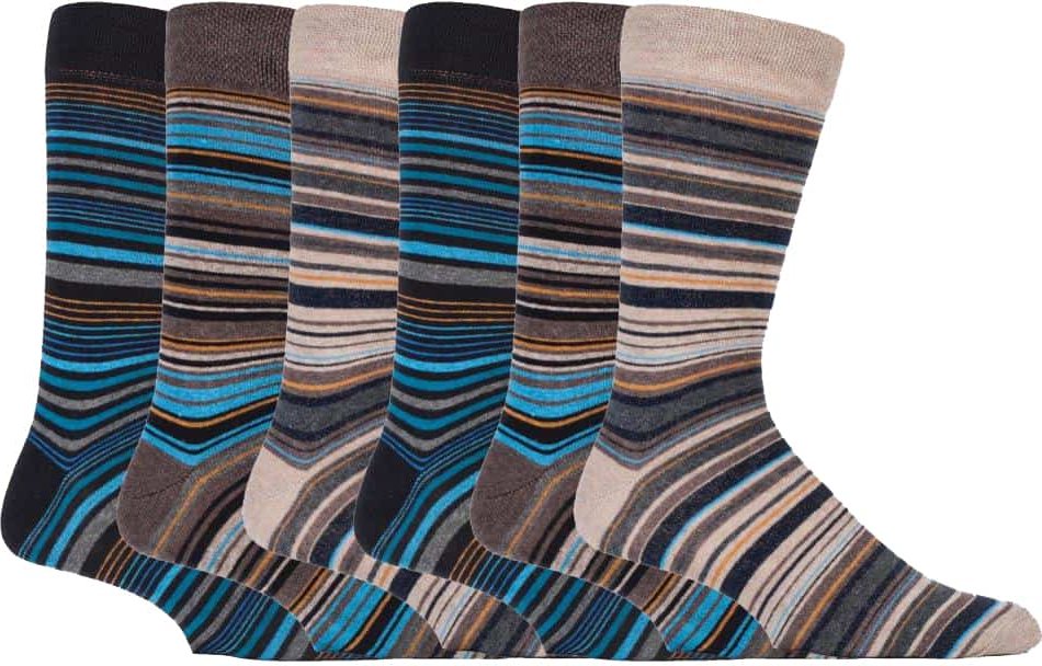 6er-Pack bunte gestreifte Baumwollsocken für Herren in 7 verschiedenen Ausführungen