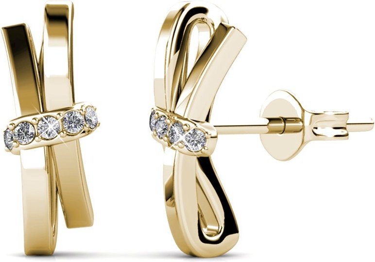 Leuchtende Schleifenohrringe - Gold und Kristall