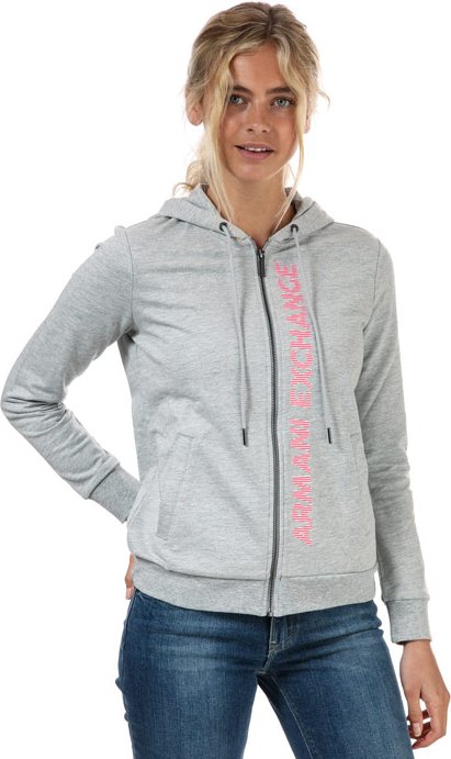 Armani Exchange Damen Kapuzenpullover mit Reißverschluss in Grau
