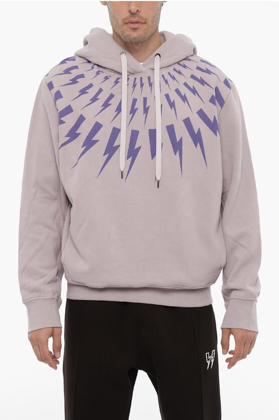 Fleece-Baumwoll-FAIRISLE-THUNDERBOLT-Hoodie in Violett