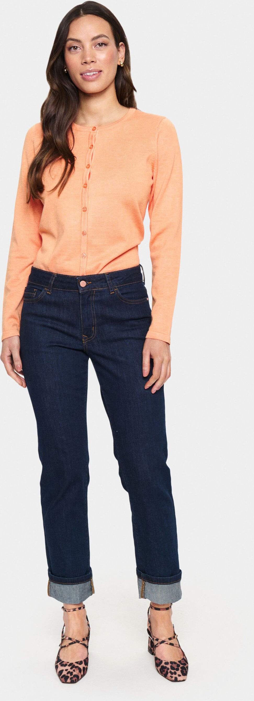 Strickjacke Classic fit Bird of Paradise Melange peach