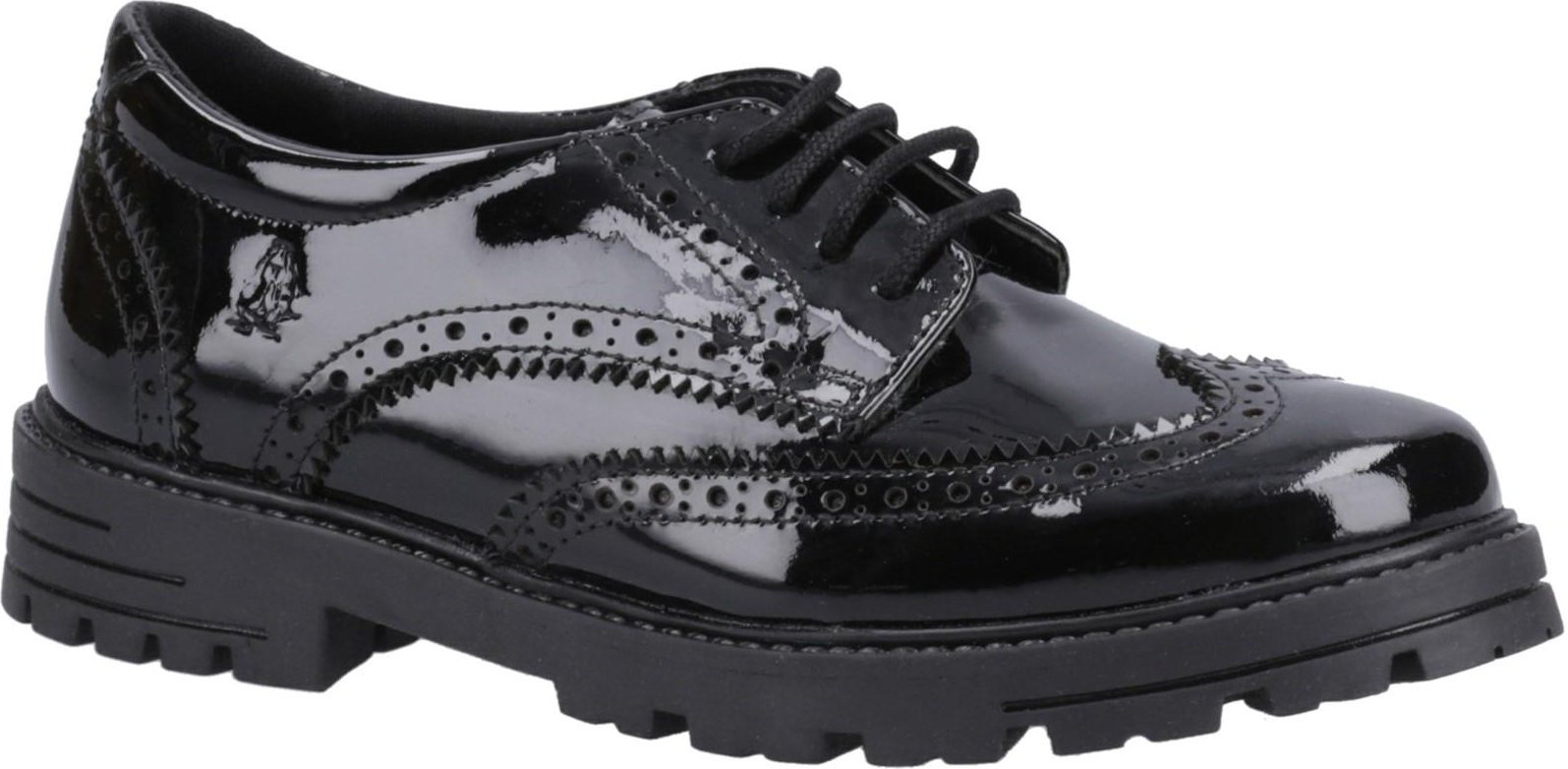 Hush Puppies - Patent Schul-Uniform-Schuhe für Mädchen, Leder (Schwarz)