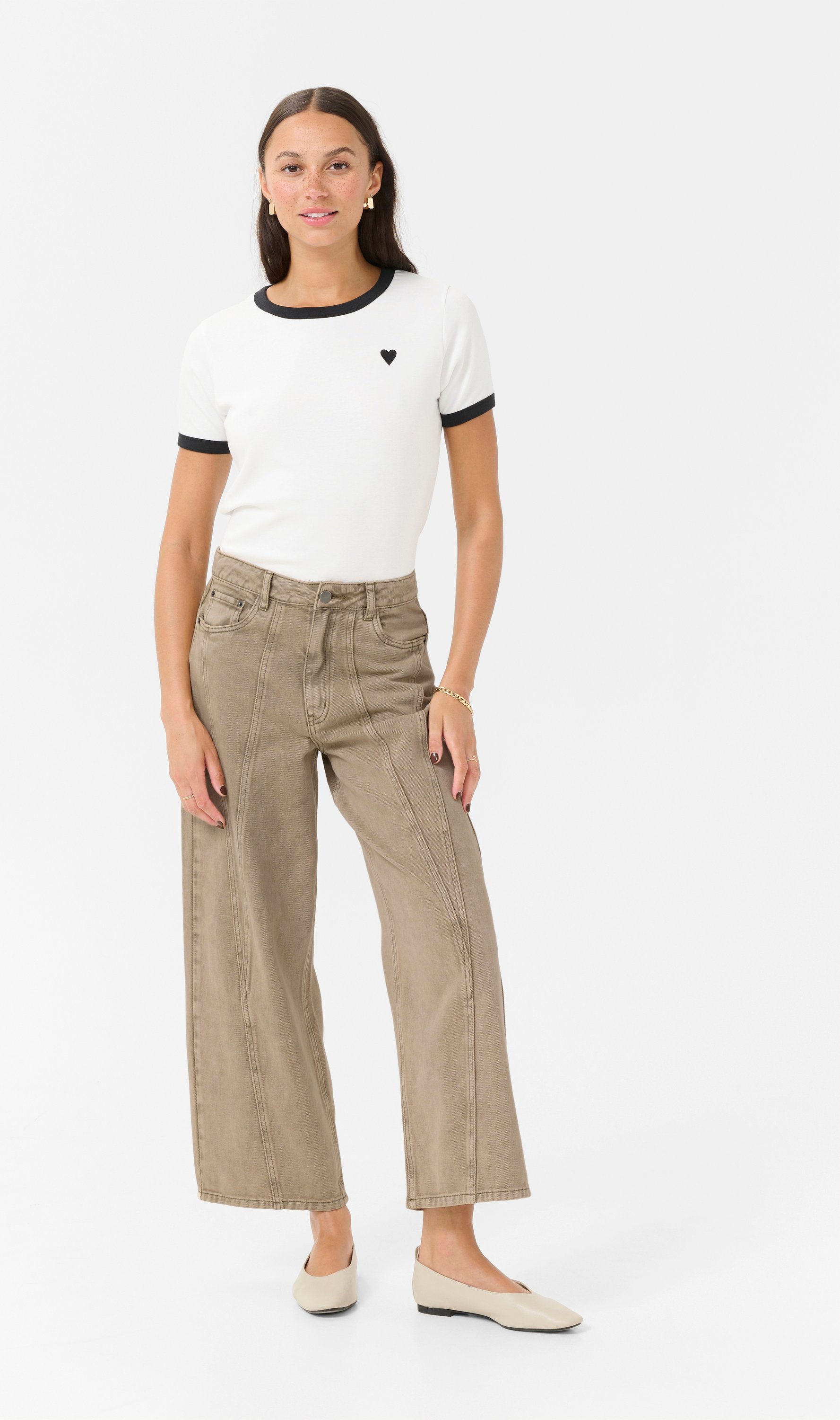 Jeans Regular fit Washed Light Brown Denim