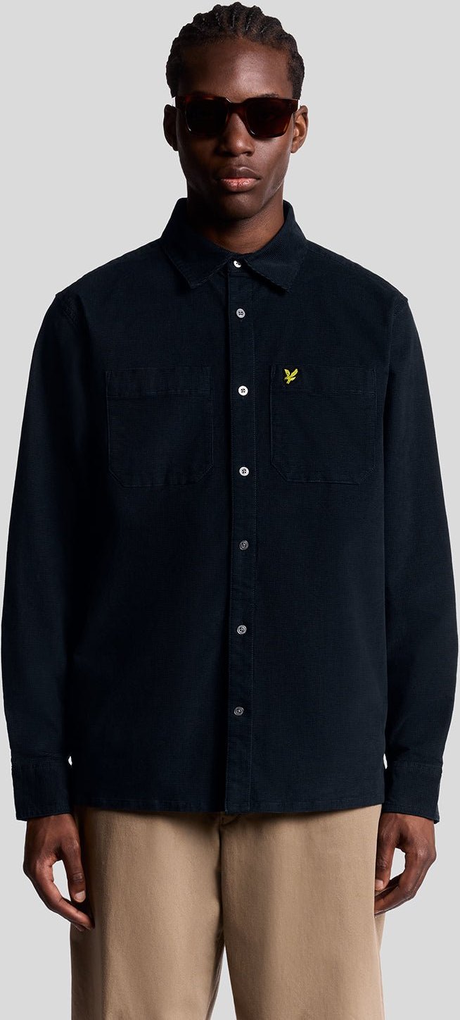 Lyle & Scott Leichtes Nadelcordhemd – Marineblau