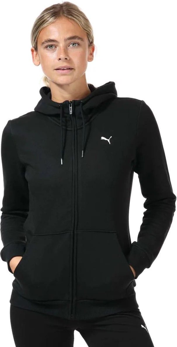 Puma - "Essentials" Kapuzenpullover für Damen, Durchgehender Reißverschluss (Schwarz)