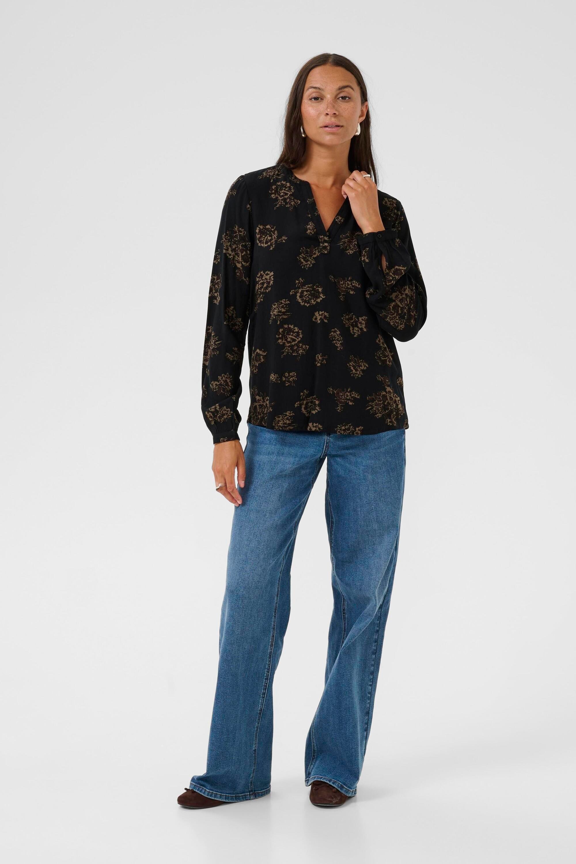 Langarm-Bluse KAjalie Langarm-Bluse Regular fit black brown