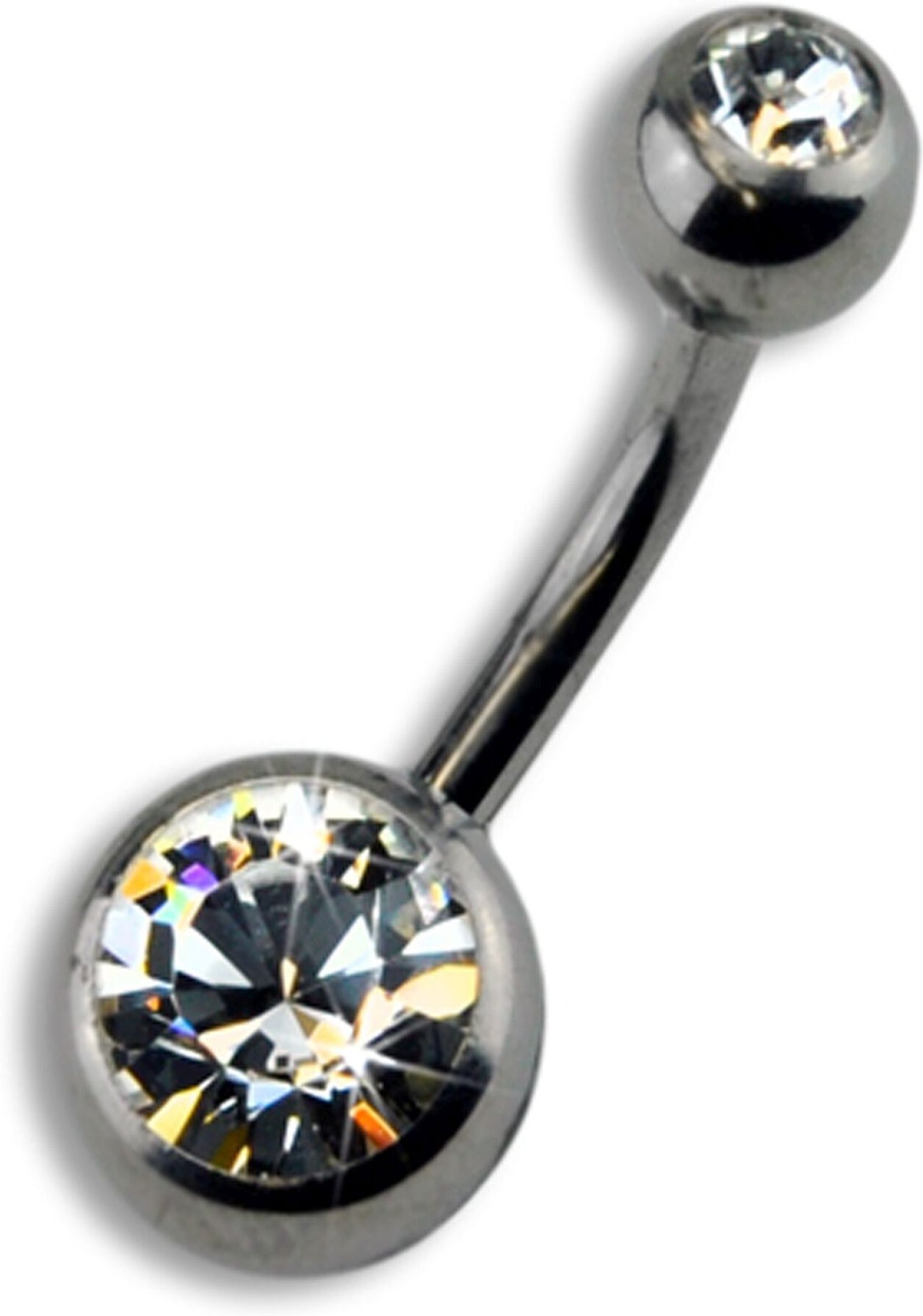 Zeeme Body Jewelry Piercing Titan silberfarben Kristall weiß