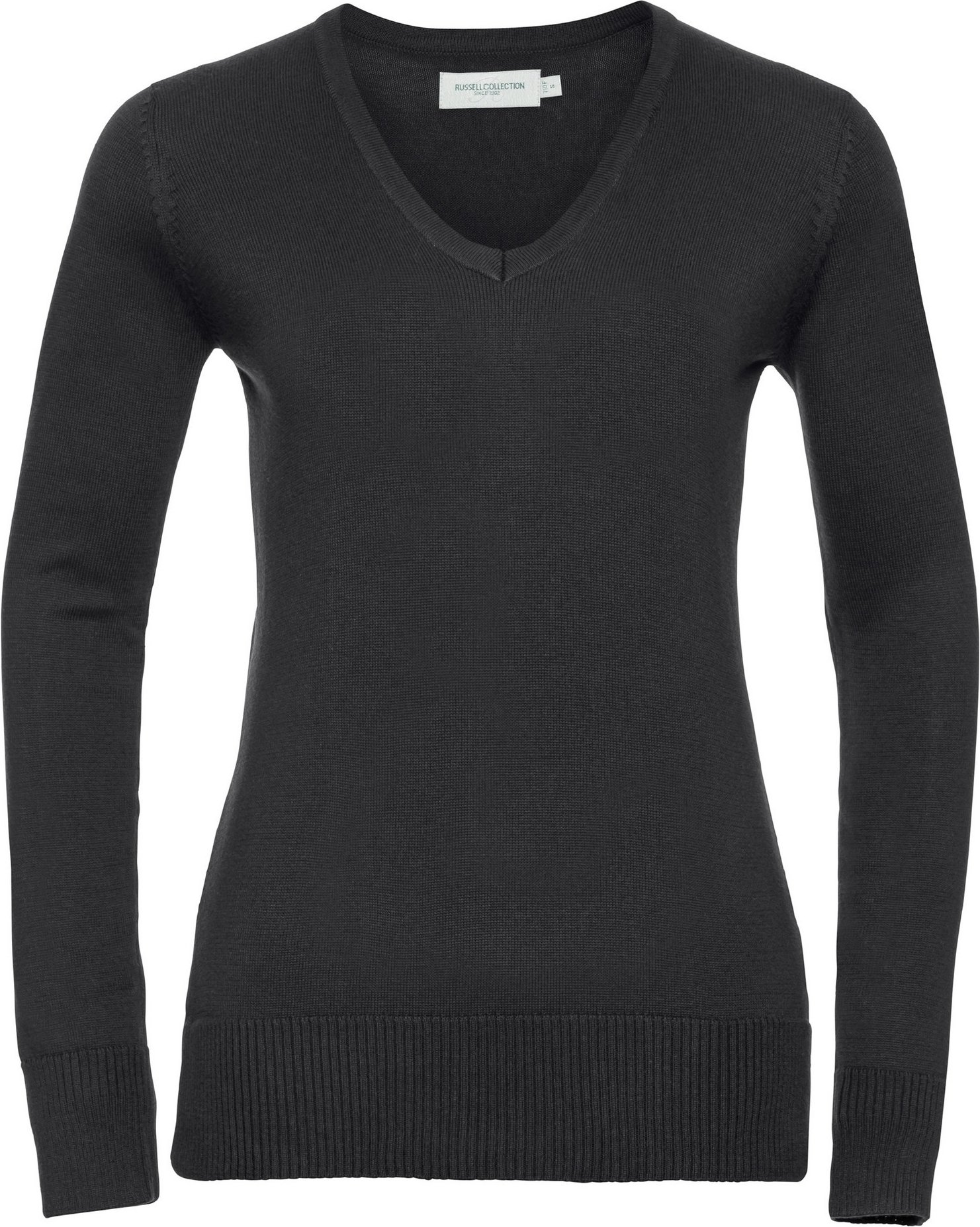 Russell Collection Damen/Damen V-Ausschnitt gestrickt Pullover Sweatshirt (Schwarz)
