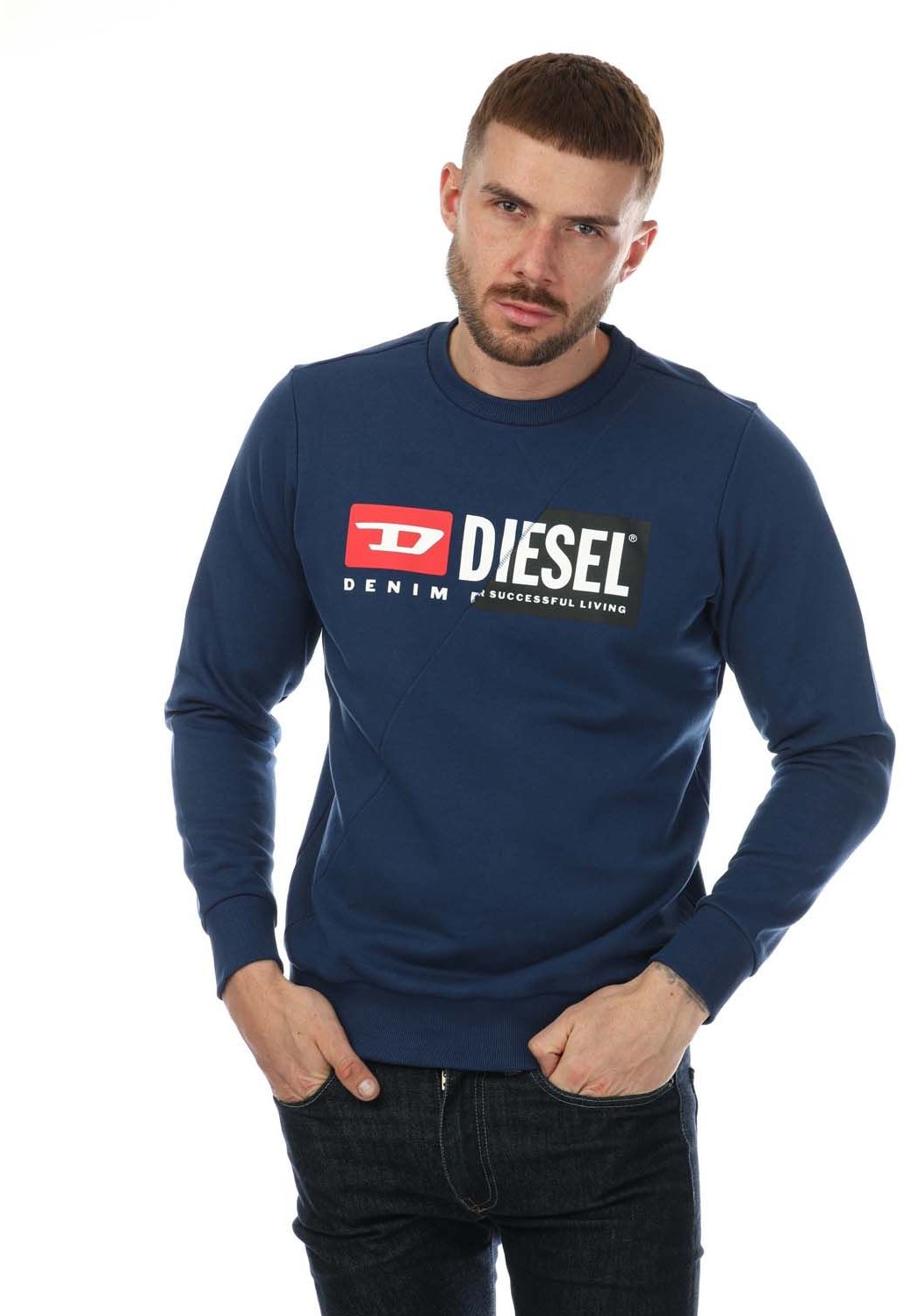 Diesel S-Girk Cuty Felpa Rundhals-Sweatshirt für Herren in Marine