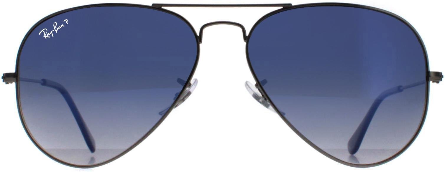 Ray-Ban Sonnenbrille Aviator 3025 Gunmetal Polarisiert Blau Gradient Grau 004/78