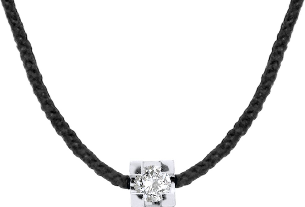 DIADEMA - Halskette - Schwarzes Nylon - Echter Diamant