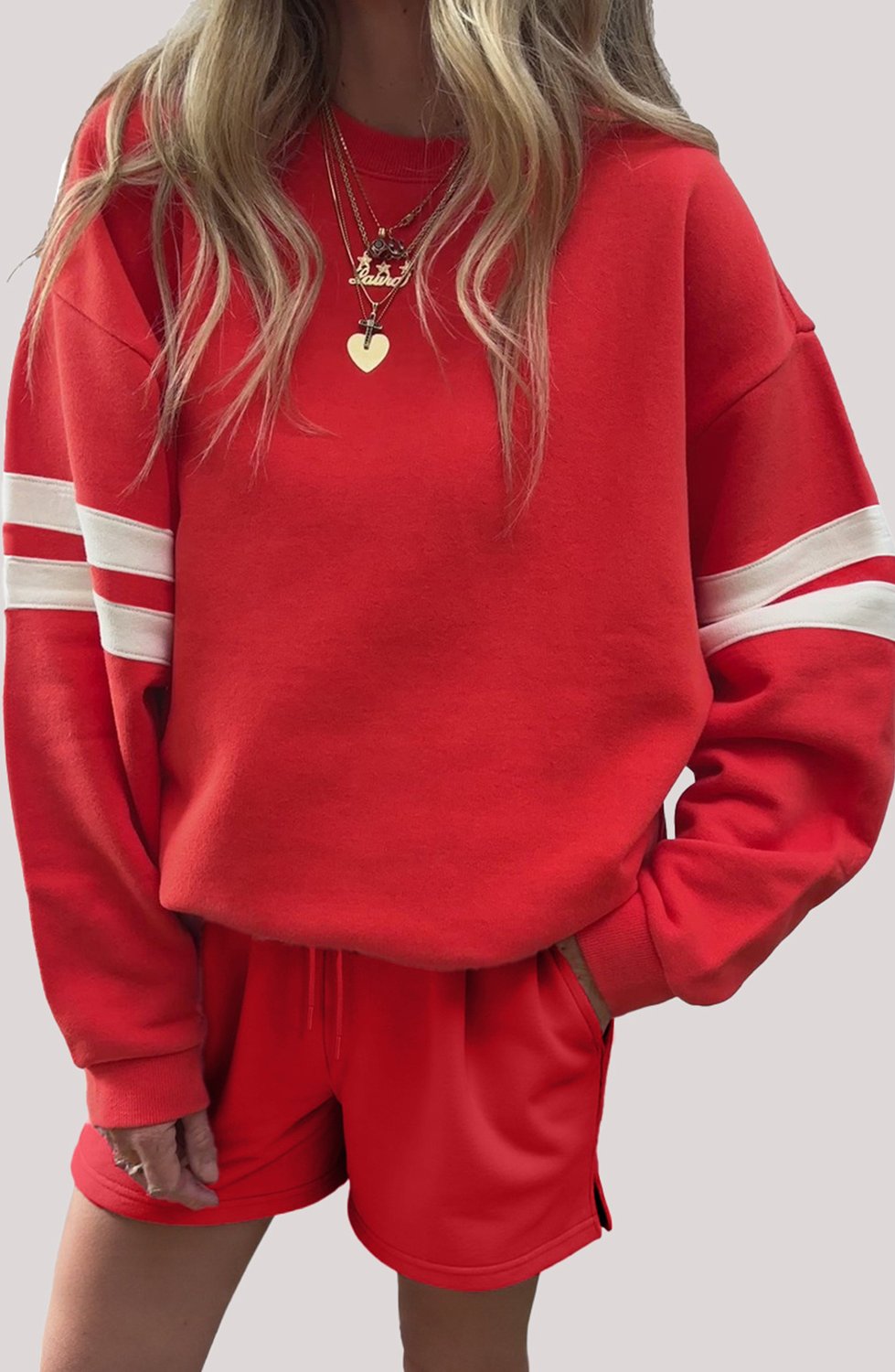 Gestreiftes Langarm-Sweatshirt-Set