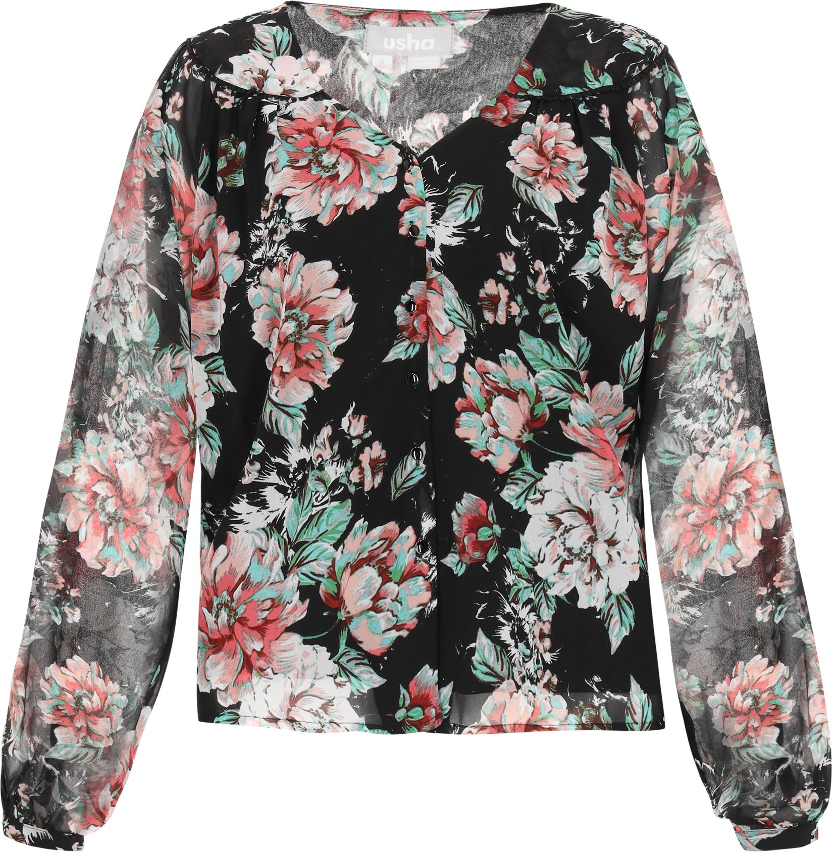 usha Bluse Frauen schwarz mehrfarbig