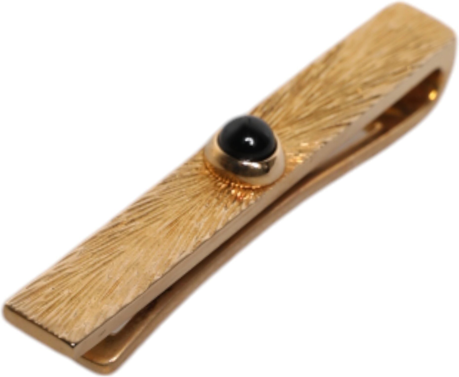 Schwarzes Saphir-Goldfarbener Messing-Krawattenklammer