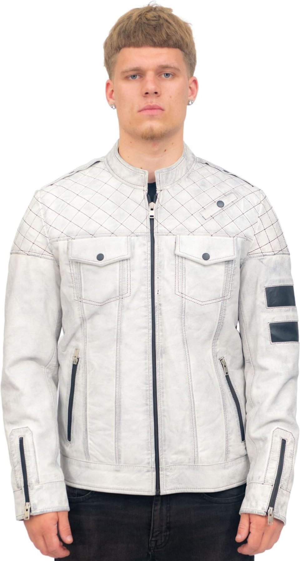 Herren Vintage gesteppte Leder-Rennjacke-Cardiff