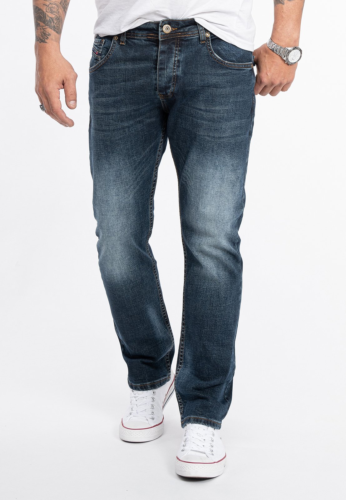 Rock Creek Jeans Straight Leg Blau