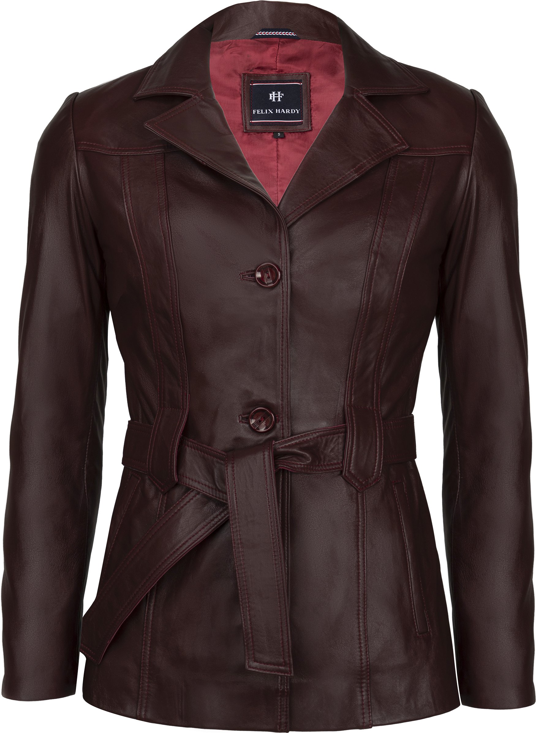 Lederjacke Lederjacke Mit Gürtel Und Knöpfen