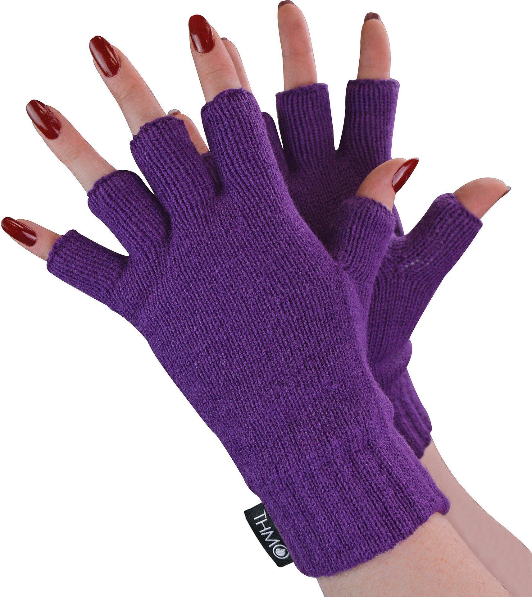 Ladies Thermal Fingerless Gloves | THMO | Winter Fleece gefüttert Soft Thinsulate Handschuhe für Frauen - Lila